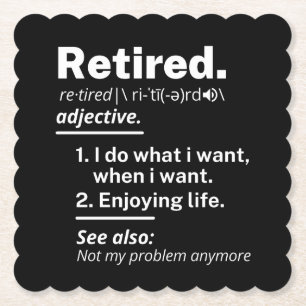 gepensioneerd. definitie grappige pensionering kartonnen onderzetters