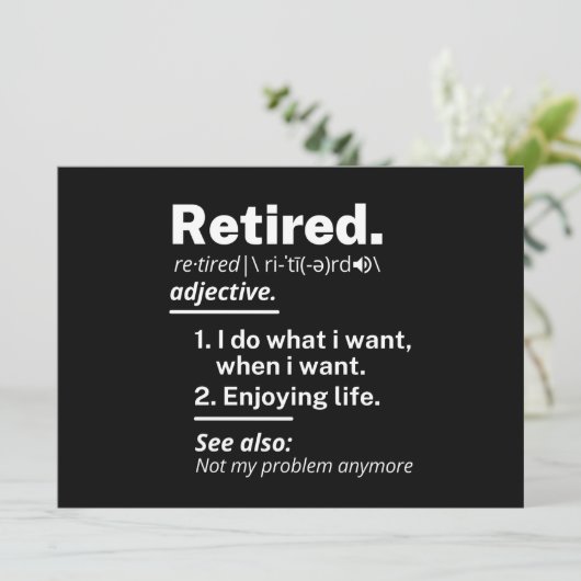 gepensioneerd. definitie grappige pensionering menu (Staand voorkant)