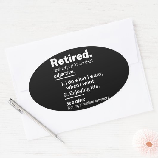 gepensioneerd. definitie grappige pensionering ovale sticker (Envelop)