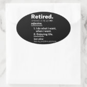 gepensioneerd. definitie grappige pensionering ovale sticker (Tas)