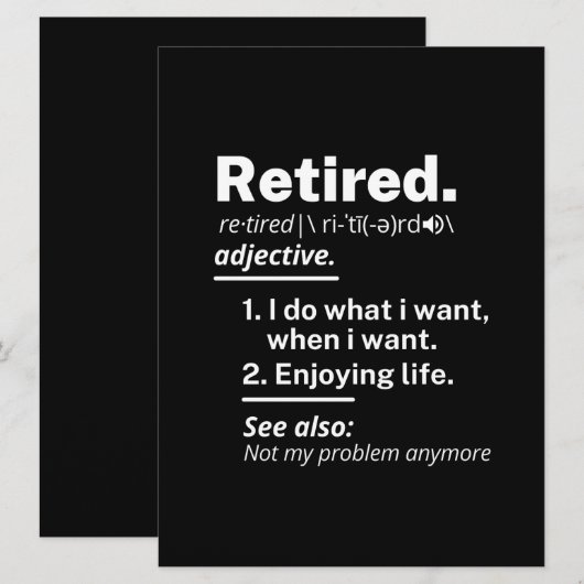 gepensioneerd. definitie grappige pensionering save the date (Voorkant / Achterkant)