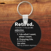 gepensioneerd. definitie grappige pensionering sleutelhanger (Voorkant)