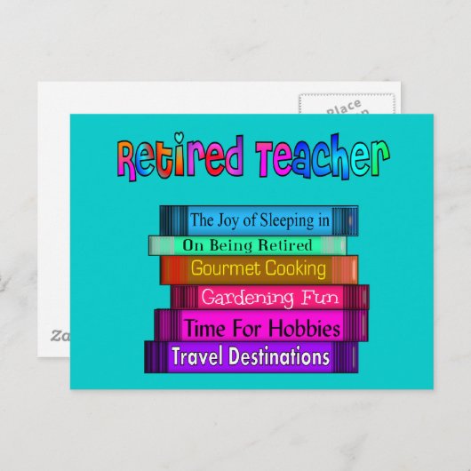 Gepensioneerd docent Gifts Stack of Books Design Briefkaart (Voorkant / Achterkant)