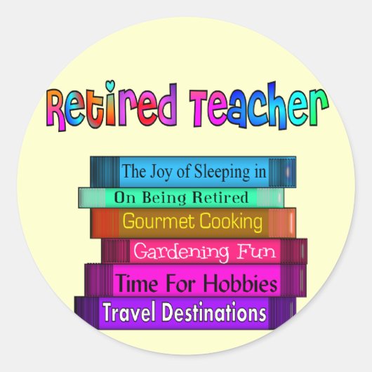 Gepensioneerd docent Gifts Stack of Books Design Ronde Sticker (Voorkant)