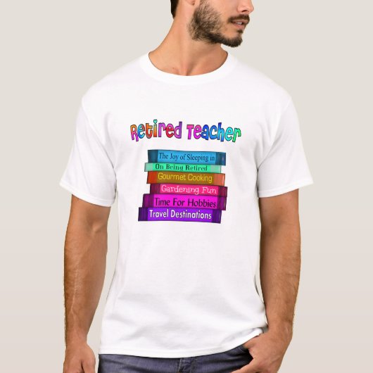 Gepensioneerd docent Gifts Stack of Books Design T-shirt (Voorkant)