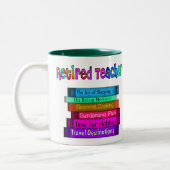 Gepensioneerd docent Gifts Stack of Books Design Tweekleurige Koffiemok (Links)