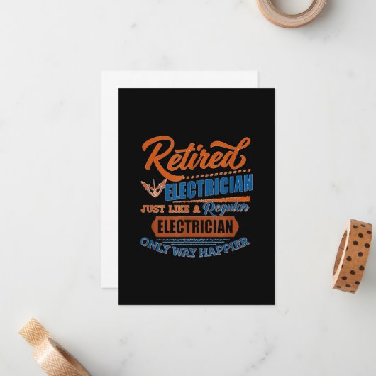 Gepensioneerd elektricien - Elektricien cadeau Notitiekaartje (Voorkant / Achterkant in situ)