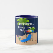 Gepensioneerd, elke dag is zaterdag, mok (Midden)