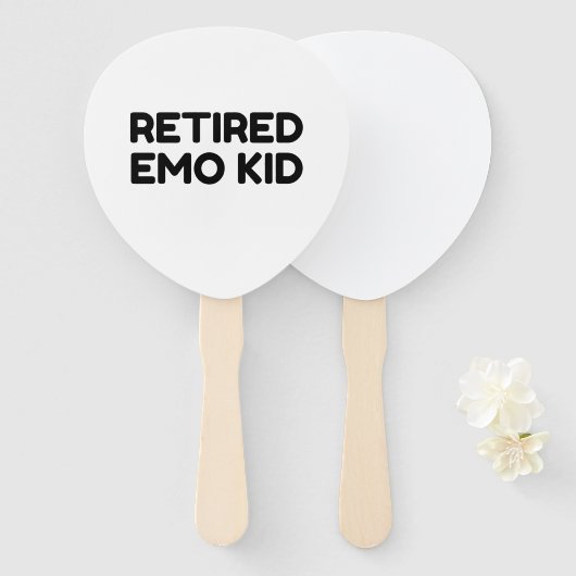 Gepensioneerd Emo Kind Funny Quote Handwaaier (Voorkant en achterkant)