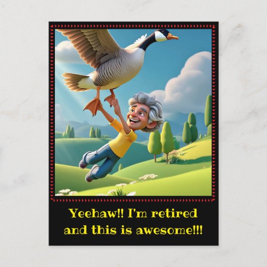 "GEPENSIONEERD EN GELUKKIG" BRIEFKAART (Voorkant)