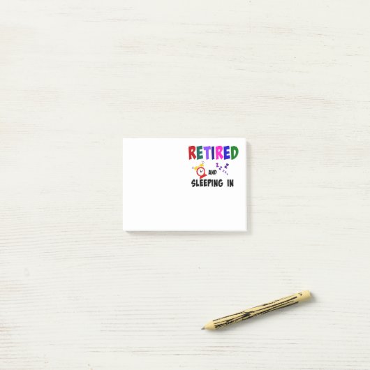 Gepensioneerd en ingeslapen post-it® notes (Op bureau)