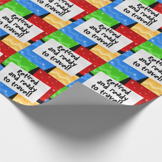 Gepensioneerd en klaar om te reizen, Funny Retirem Cadeaupapier (Hoek)