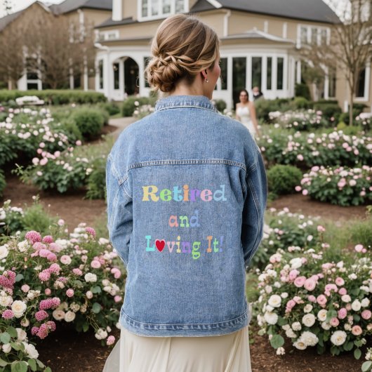 Gepensioneerd en liefdevol! denim jacket (Huwelijk Achterkant)