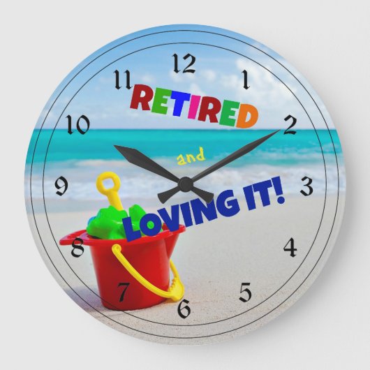 Gepensioneerd en liefhebbend - in het strand grote klok (Voorkant)