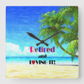 Gepensioneerd en liefhebbend vierkante klok (Voorkant)