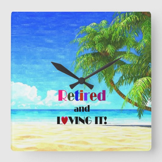 Gepensioneerd en liefhebbend vierkante klok (Voorkant)