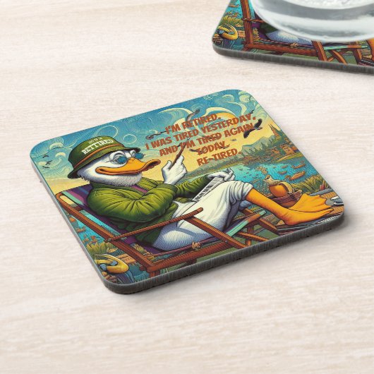 Gepensioneerd en ontspannen bier onderzetter (Linkerzijde)