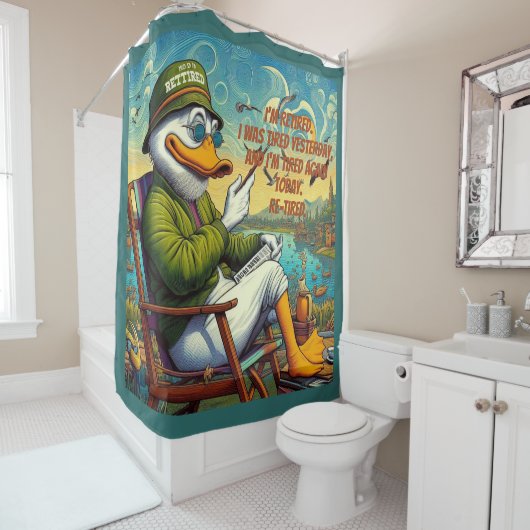 Gepensioneerd en ontspannen douchegordijn (In situ)