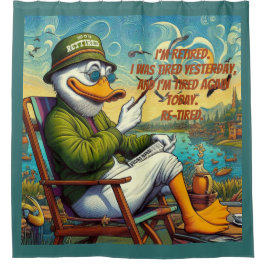 Gepensioneerd en ontspannen douchegordijn