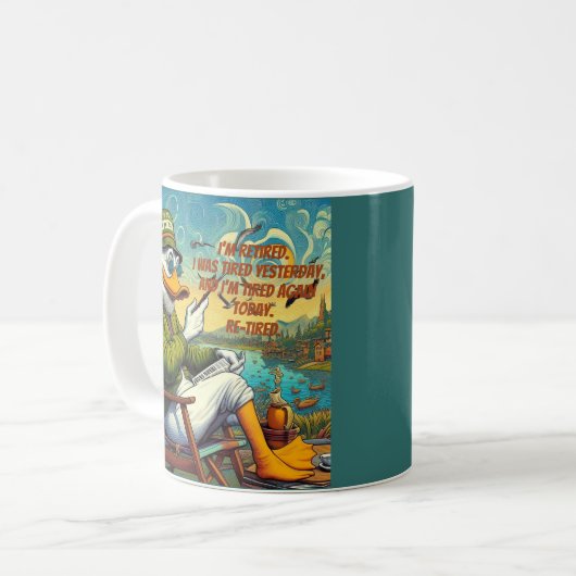 Gepensioneerd en ontspannen koffiemok (Voorkant links)