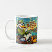 Gepensioneerd en ontspannen koffiemok (Links)