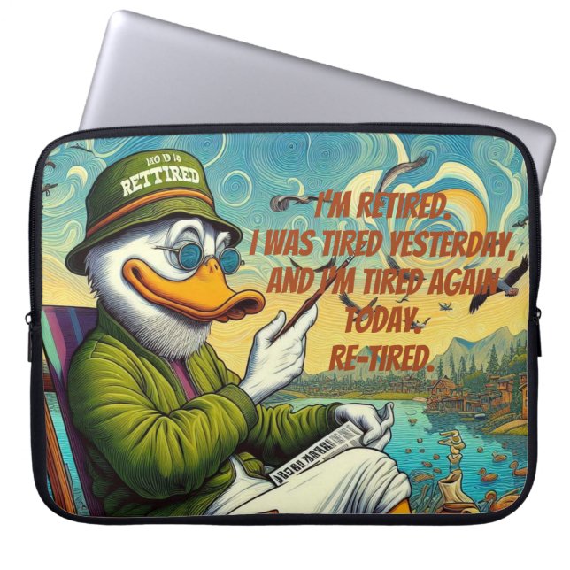 Gepensioneerd en ontspannen laptop sleeve (Voorkant)