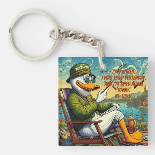 Gepensioneerd en ontspannen sleutelhanger (voorkant)
