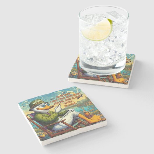 Gepensioneerd en ontspannen stenen onderzetter (Zijkant)