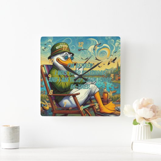 Gepensioneerd en ontspannen vierkante klok (Huis)