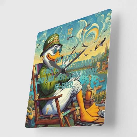 Gepensioneerd en ontspannen vierkante klok (Hoek)