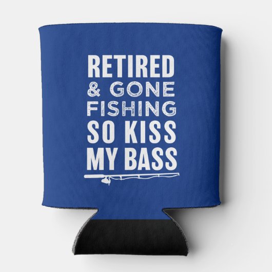 Gepensioneerd en weg Vist dus kus mijn bas grappig Blikjeskoeler (Achterkant)