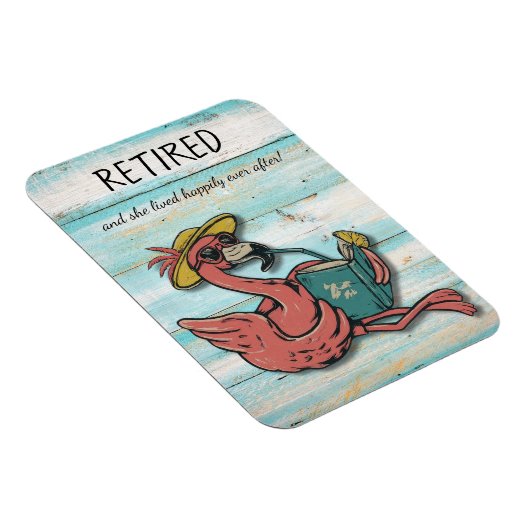 Gepensioneerd Flamingo leesboek met tropische Drin Magneet (Rechterzijde)