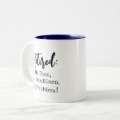 Gepensioneerd geen baas, geen deadlines grappige u tweekleurige koffiemok (Voorkant links)