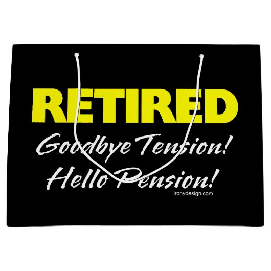 Gepensioneerd Hellow Pensioen (donker) Groot Cadeauzakje (Voorkant)