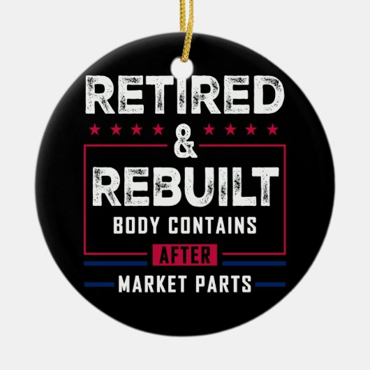 Gepensioneerd herbouwd lichaam heup knie gewricht  keramisch ornament (Voorkant)