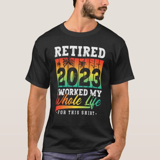 Gepensioneerd in 2023 Zonnevaste  pensionering Man T-shirt (Voorkant)