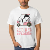 Gepensioneerd in Florida Funny Golf Cart en Flamin T-shirt (Voorkant)