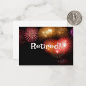 Gepensioneerd! Kleurrijke Fireworks-weergave. Notitiekaartje (Voorkant / Achterkant in situ)