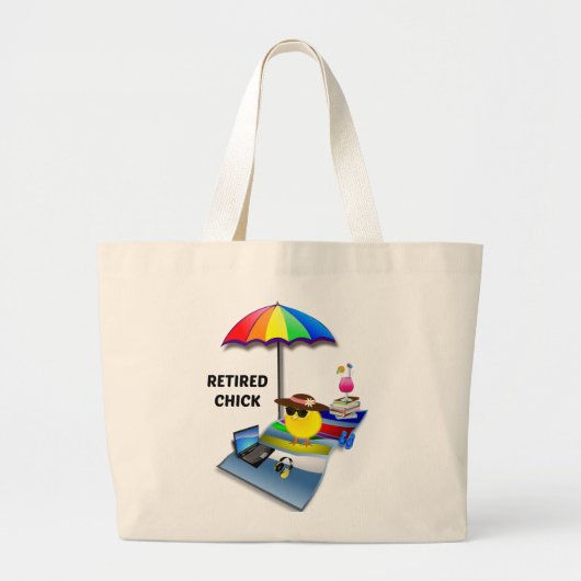 Gepensioneerd Kuiken Grote Tote Bag (Voorkant)