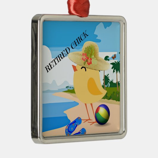 GEPENSIONEERD KUIKEN: Kuiken op het strand Metalen Ornament (Rechts)