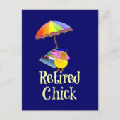 Gepensioneerd Kuiken - Witte Tekst op Donkere Acht Briefkaart (Voorkant)