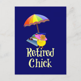 Gepensioneerd Kuiken - Witte Tekst op Donkere Acht Briefkaart