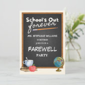 Gepensioneerd leraar schoolbord afscheidsfeest kaart (Staand voorkant)