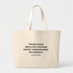 Gepensioneerd leven Canvas tas, Retirement Canvas  Grote Tote Bag