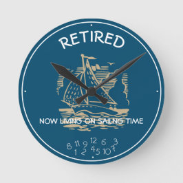 Gepensioneerd leven op zee Blauw-wit Ronde Klok