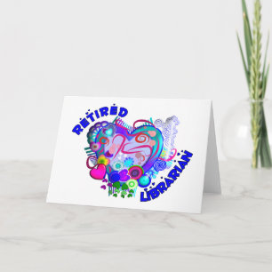 Gepensioneerd Librarian Artsy Retro Blue Heart Kaart