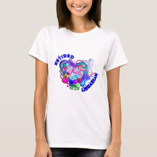 Gepensioneerd Librarian Artsy Retro Blue Heart T-shirt