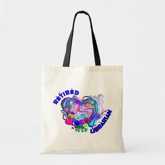 Gepensioneerd Librarian Artsy Retro Blue Heart Tote Bag (Voorkant)