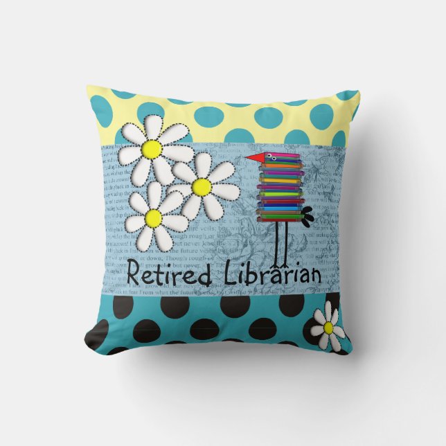 Gepensioneerd Librarian Book Bird PIllow II Kussen (Voorkant)