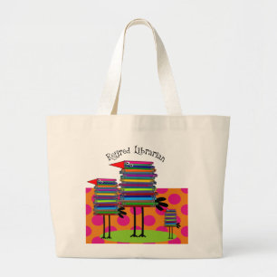 Gepensioneerd Librarian Book Birds III Grote Tote Bag